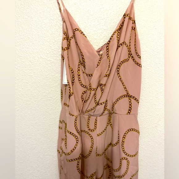 NWT L'AGENCE Chiara Silk Gold Chain Jumpsuit in Pale Pink - Picture 3 of 4